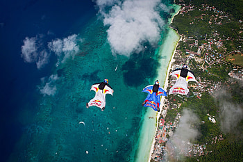 Red Bull team, Wingsuit Flying HD wallpaper