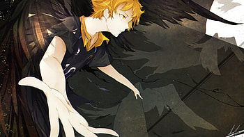 Haikyuu!!, Hinata Shouyou, Dark Wings, Orange Hair HD wallpaper