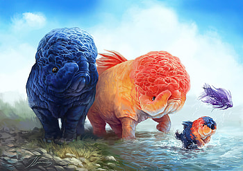 Golderm Family, creature, artist, artwork, digital-art, deviantart HD wallpaper