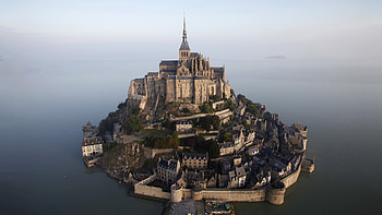 Aerial view, Mont Saint Michel HD wallpaper