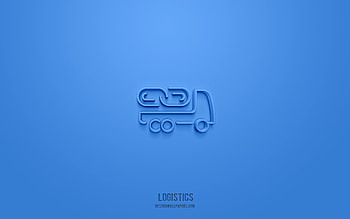 logistics 3d icon, blue background, 3d symbols, logistics, business icons, 3d icons, logistics sign, business 3d icons HD wallpaper