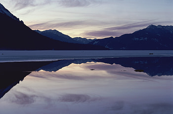 Nature, Mountains, Twilight, Lake, Smooth, Surface, Dusk, Evening HD wallpaper