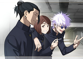 Suguru, Shoko, and Satoru, Anime, Jujutsu Kaisen, Suguru Geto, Shoko Ieiri, Satoru Gojo, Gojo & Geto HD wallpaper