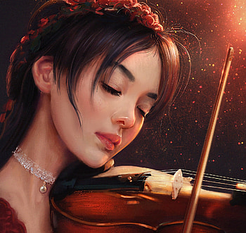 Violonist, girl, peael, mandy jurgens, frumusete, art, gorgeous, superb, violon, instrument, fantasy, pearl, face, luminos HD wallpaper