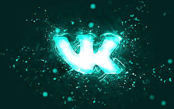 VKontakte turquoise logo, , turquoise neon lights, creative, turquoise abstract background, VKontakte logo, social network, VKontakte HD wallpaper