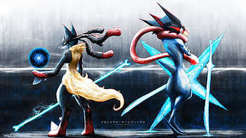 Lucario, Greninja, Mega Lucario, And Ash Greninja (pokemon And 3 More) Drawn By Jcstr HD wallpaper