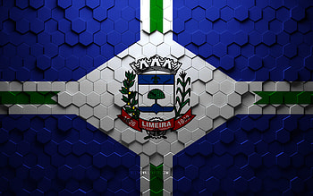 Flag of Limeira, honeycomb art, Limeira hexagons flag, Limeira 3d hexagons art, Limeira flag HD wallpaper