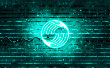 Airbus turquoise logo, , turquoise brickwall, Airbus logo, brands, Airbus neon logo, Airbus HD wallpaper