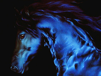 Blue Beauty, blue, horse, black, 3d, fantasy, stallion HD wallpaper