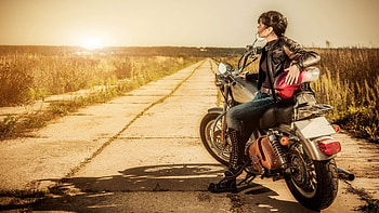 Concrete Road, Girls and Motorcycles HD wallpaper