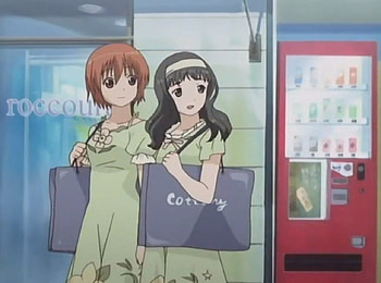 Shopping, cute, kashimashi, long hair, dress, nice, short hair, couple, happy, adorable, female, sundress, sweet, smiling, bag, smile, girl, black hair, hazumu, kawaii, anime girl, anime, pretty, anime couple, brown hair, lovely HD wallpaper