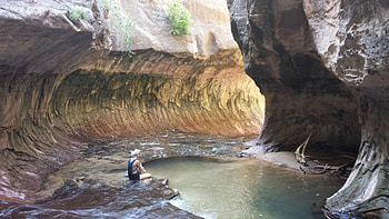 cave, fun, cool, nature, lake, mountain HD wallpaper