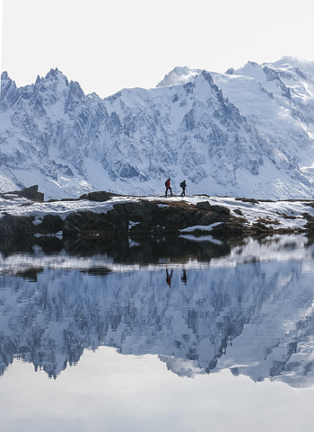 People, Nature, Snow, Mountain, Lake, Miscellanea, Miscellaneous, Journey HD phone wallpaper