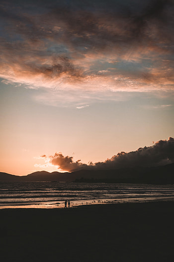 Sunset, Sky, Beach, Miscellanea, Miscellaneous, Stroll HD phone wallpaper