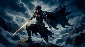 Dark Warrior, Anime, warrior, sword, knight, storm HD wallpaper