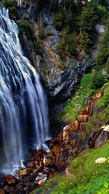 Android wonder, Dynamic backdrop, Stunning waterfall, Nature's beauty HD phone wallpaper