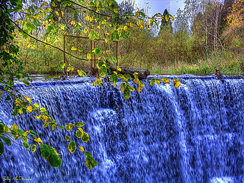Blue water stream, blue, summer, waterfall, autumn, nature, water stream, water, forest HD wallpaper