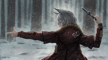 Snow, Arknights, Video Game, Animal Ears, Knife, Projekt Red (Arknights), White Hair HD wallpaper