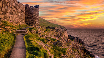 Peel Castle, sky, nature, Peel, castle HD wallpaper