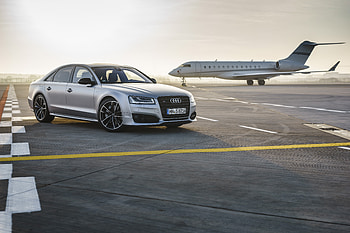 Audi S8, Silver Car, Audi, Airplane, Vehicles, Aircraft, Car HD wallpaper