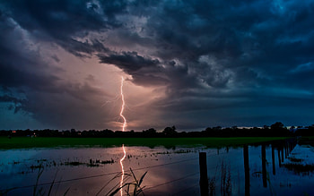 Landscape, Night, Lightning HD wallpaper