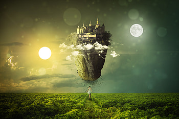 Art, Twilight, Dusk, Girl, Island, Mystical, Mystic, Equinox HD wallpaper