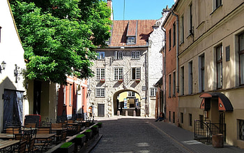 Sweden Gate in Riga, Latvia, Latvia, Riga, houses, gate HD wallpaper