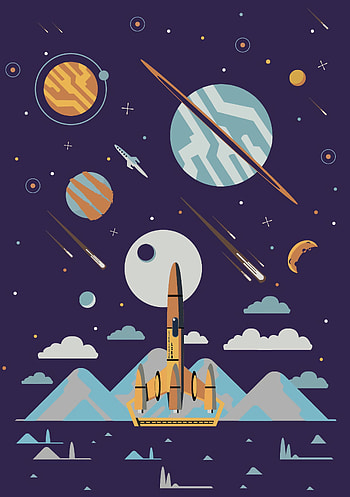 Art, Planets, Universe, Stars, Vector, Rocket, Rockets HD phone wallpaper