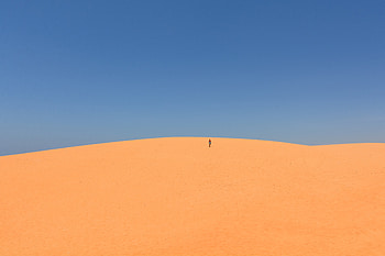 Sky, Sand, Desert, Minimalism, Human, Person, Hill, Clean HD wallpaper