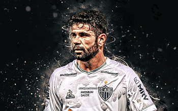 Diego Costa, , 2021, Atletico Mineiro FC, brazilian footballers, soccer, Brazilian Serie A, Club Atletico Mineiro, football, white neon lights, Diego Costa Atletico Mineiro, Diego Costa , CAM HD wallpaper