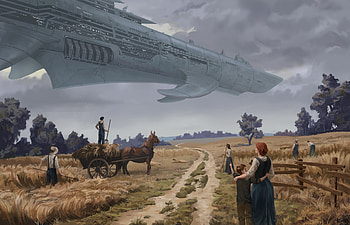 Harvest Beneath the Starship — Sci-Fi, Sci Fi, spaceship HD wallpaper
