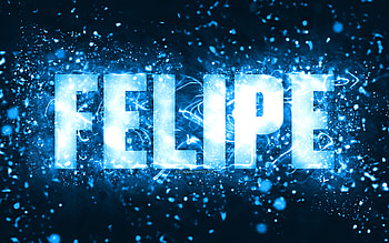 Happy Birtay Felipe, , blue neon lights, Felipe name, creative, Felipe Happy Birtay, Felipe Birtay, popular american male names, with Felipe name, Felipe HD wallpaper