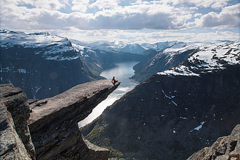 Spectacular Trolltunga vista, Norwegian landmark, Stunning landscapes, Scandinavian adventure HD wallpaper