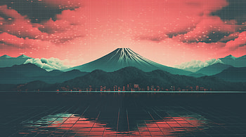 Futuristic Fuji Dreamscape, Japan, Mount Fuji, mountain, landscape HD wallpaper