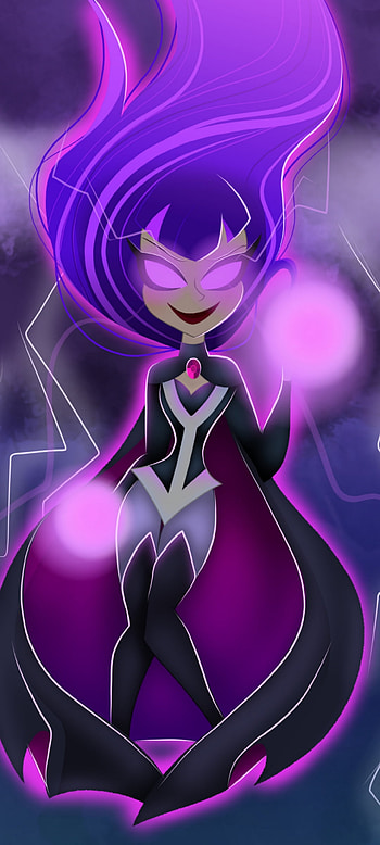 zatanna, animada, capa, dibujos animados, poderes, animado, violeta, poderes animados, morado HD phone wallpaper