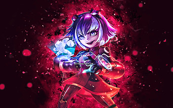 Super Galaxy Annie, , purple neon lights, League of Legends, MOBA, artwork, Super Galaxy Annie Skin, Super Galaxy Annie Build, LoL, Super Galaxy Annie League of Legends HD wallpaper