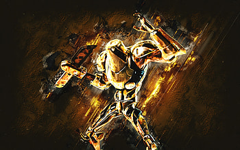 Fortnite Gold Zyg Skin, Fortnite, main characters, yellow stone background, Gold Zyg, Fortnite skins, Gold Zyg Skin, Gold Zyg Fortnite, Fortnite characters HD wallpaper