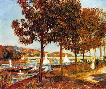 The Bridge at Argenteuil in Autumn-Renoir, in autumn, the bridge, at argenteuil, renoir HD wallpaper