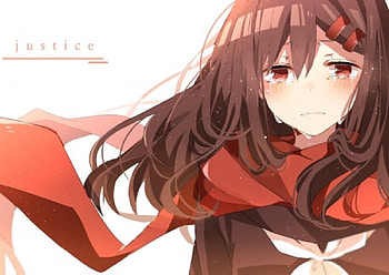Justice, kagerou project, anime, tears, brown hair, tateyama ayano, vocaloid, scarf HD wallpaper