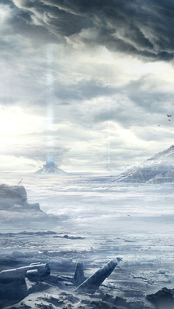 Frozen landscape of the Earth, and a giant Earth-engine in action, movie HD phone wallpaper