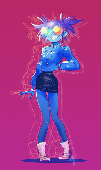 Noodle, Gorillaz member, Sugarsnaptea inspiration, Blue-haired musician HD phone wallpaper