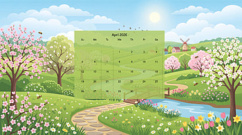 April 2026 Calendar — Spring Meadow, April 2026 Calendar HD wallpaper