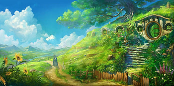 21++ Fantasy Anime Scenery, Green Anime Scenery HD wallpaper