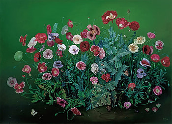 JOSE ESCOFET. GARDEN POPPIES (Oil on canvas), jose escofet, oil, art, flower HD wallpaper