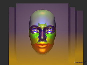 Multicolored face, gray, mask, green, face, gold, bronze HD wallpaper