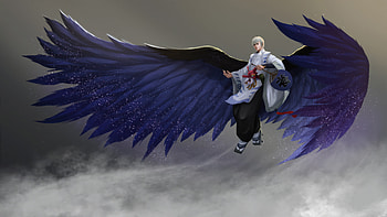 Heavenly Hound, artist, artwork, art, digital-art, wings, anime, artstation HD wallpaper