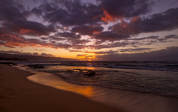 Beautiful Sunset, sea, cloud, sunset, beach HD wallpaper
