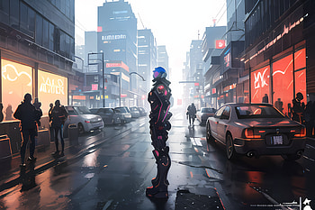 Cyberpunk, AI Art, neon lights, cyberpunk city HD wallpaper