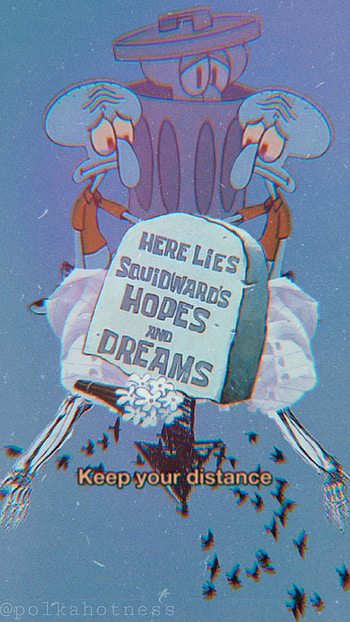 distance squidward, aesthetic, quote, spongebob HD phone wallpaper