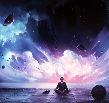Art, Rain, Human, Person, Calmness, Tranquillity, Meditation, Harmony, Eureka HD wallpaper